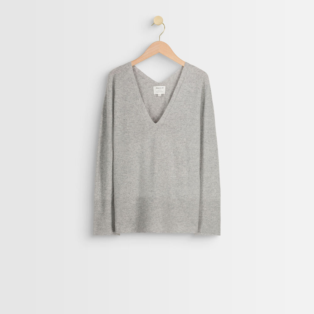 Pull en cachemire gris ralph chine clair.