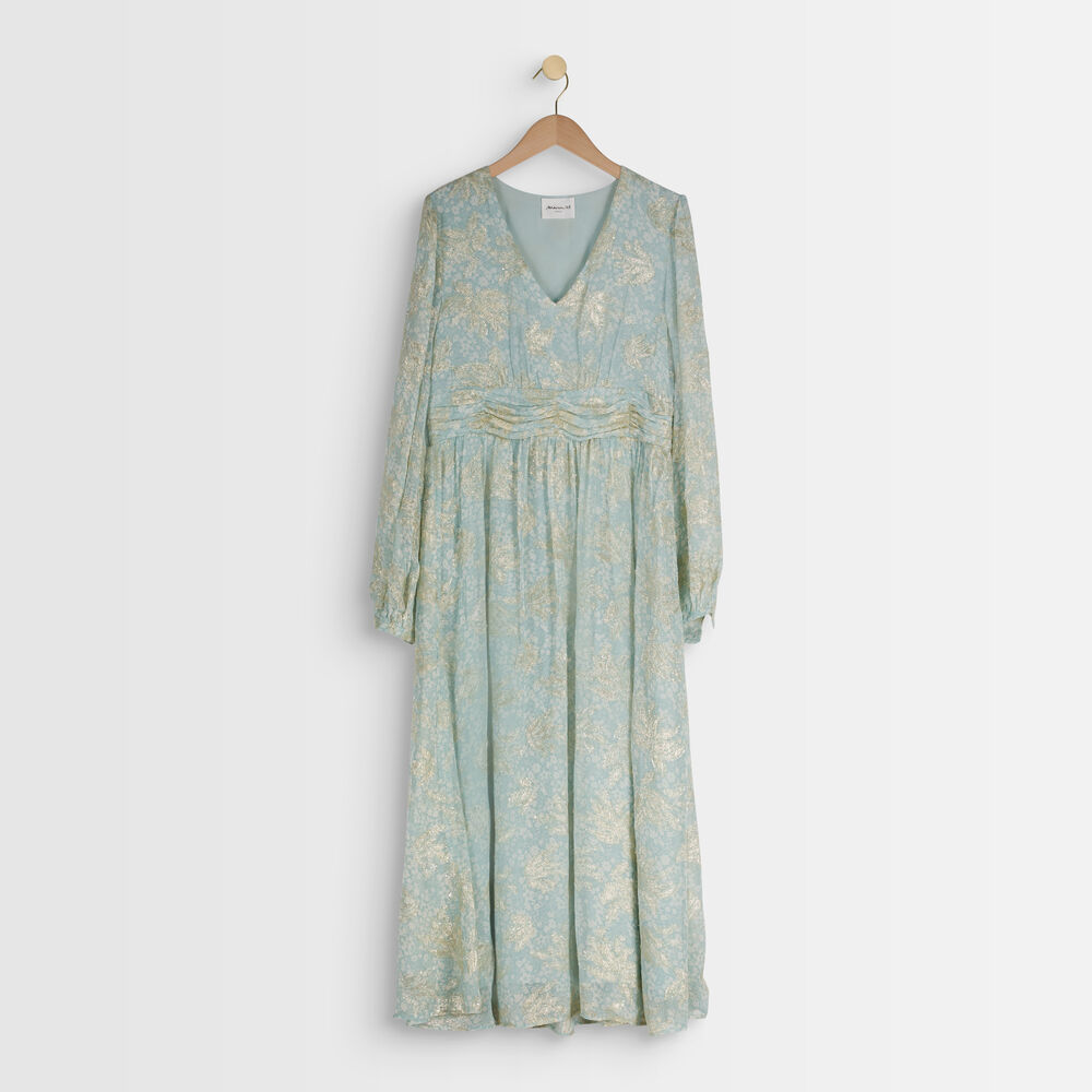 Robe longue imprimée lurex margot celadon.