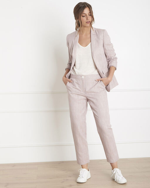 Pantalon rose imprimé prince de galles ginger rose pale.