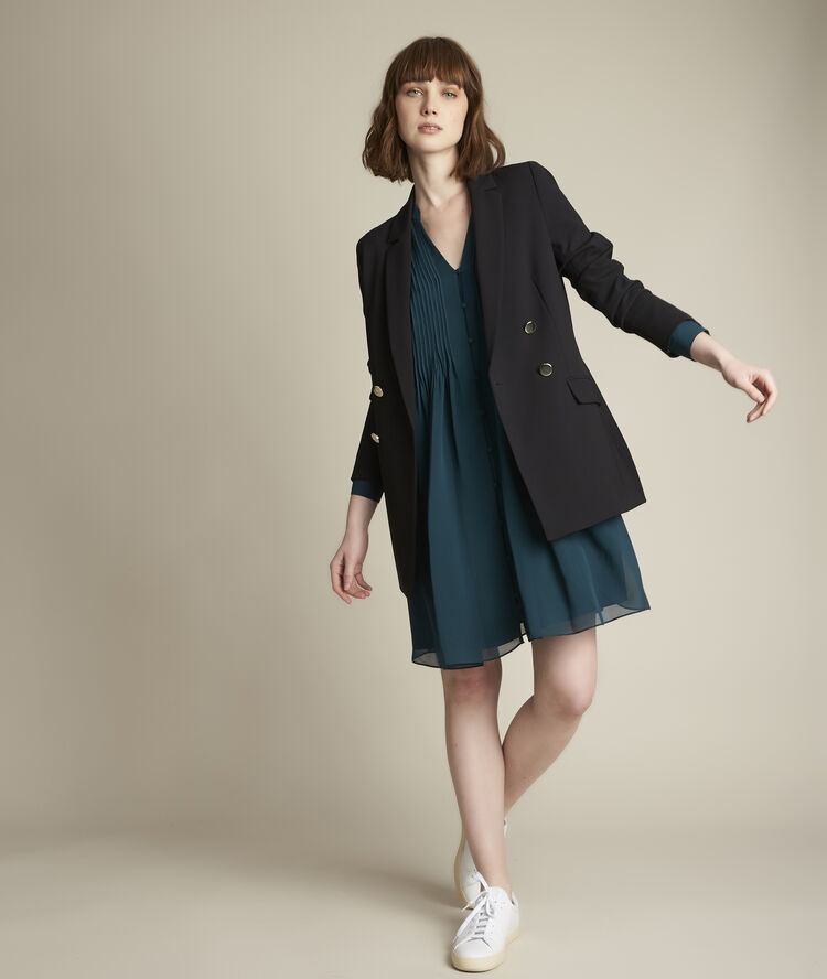 Plissiertes seidenkleid coralie zypressengr&uuml;n.