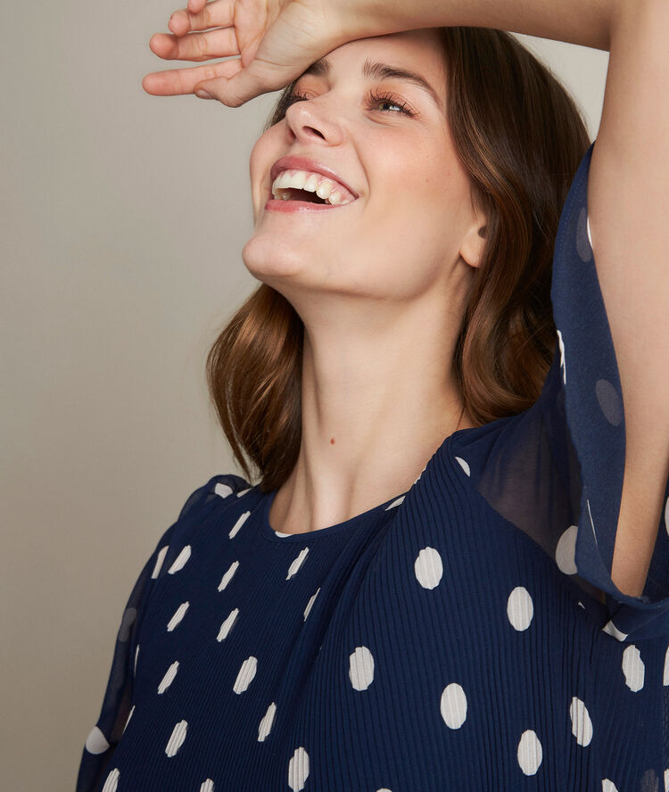 Robe plissée à pois coralia violet.