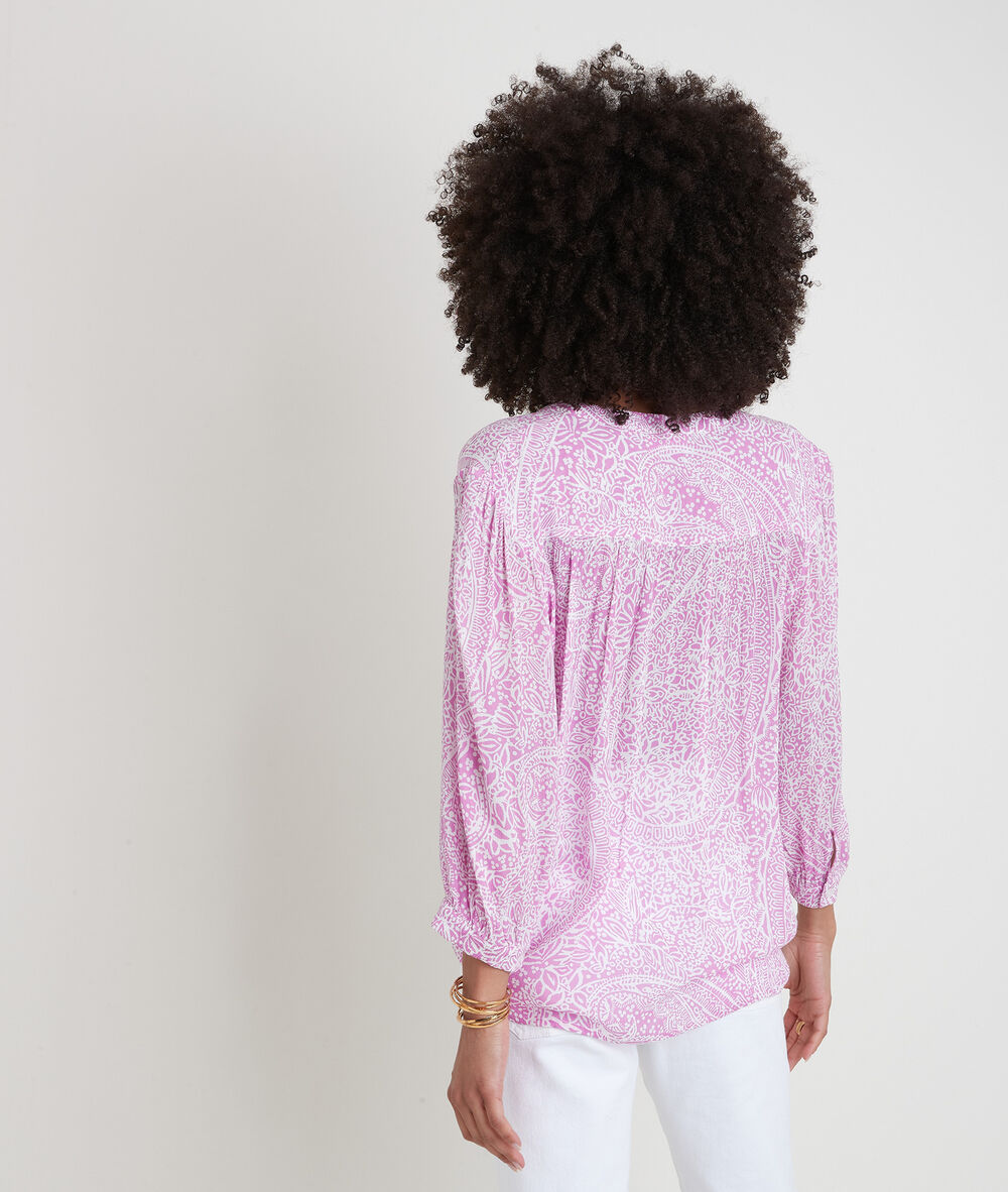 Blouse imprimée rose et blanche elsa mauve.