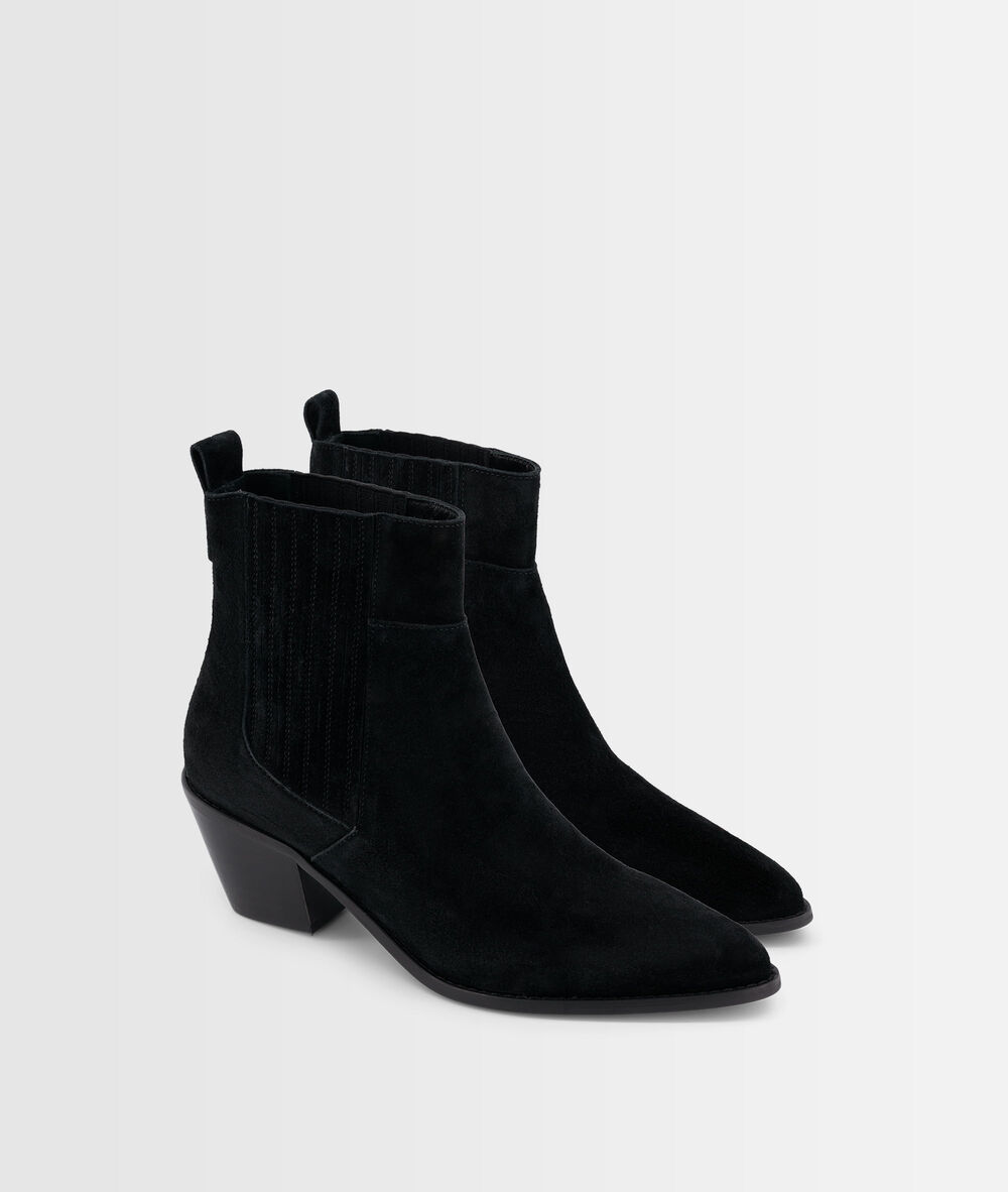 Santiags basses en cuir velours noir habby noir.