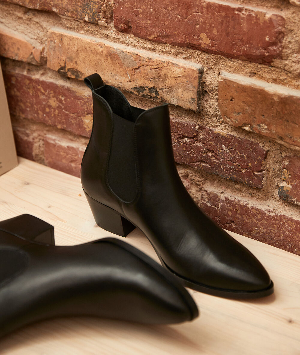 Bottines en cuir noires vera noir.