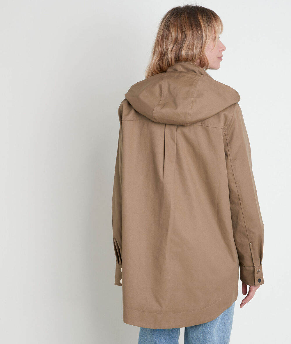 Beigefarbener parka aus baumwolle naelia amande.