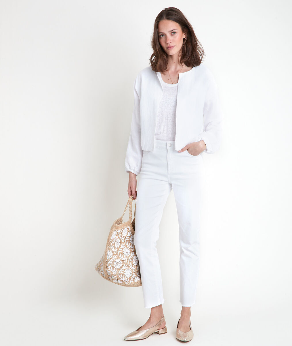 Veste courte en lin blanc Taya | 1-2-3 Veste courte en lin blanc Taya PhotoZ | 1-2-3