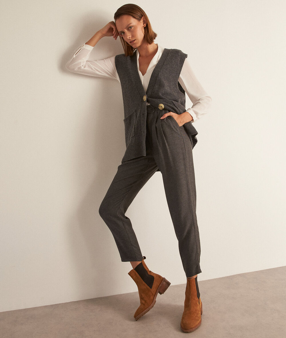 Blouse blanche bi-matière col v davina ecru.