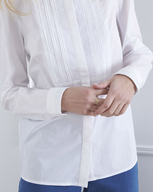 Blouse écrue plastron brodé vahina ecru.