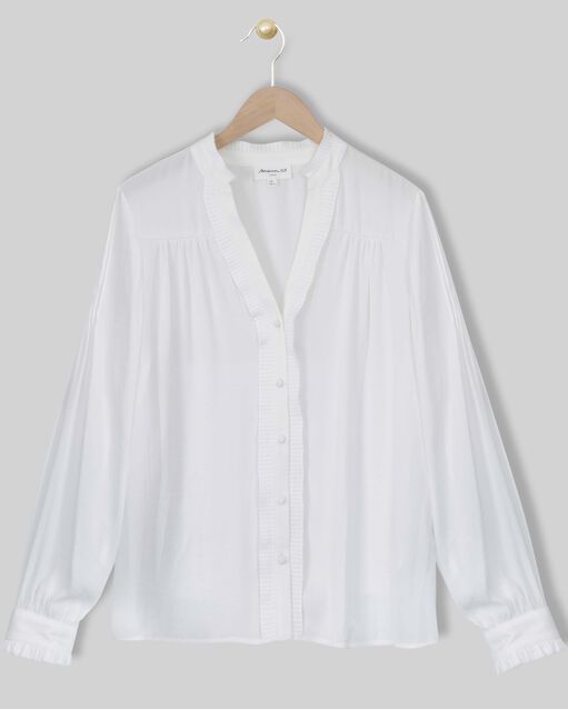 Blouse fluide détails volants maylis ecru.