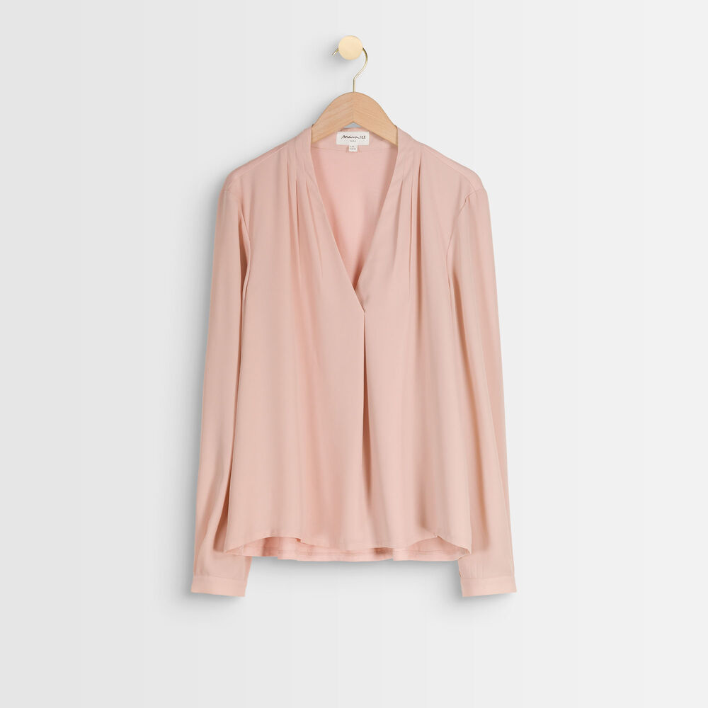Roze blouse uit twee materialen davina bois de rose.