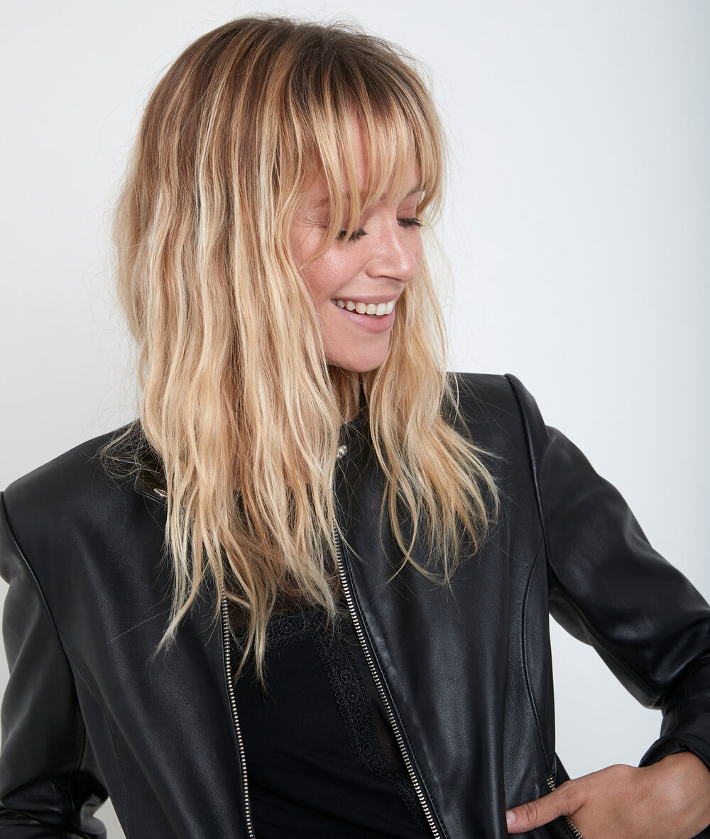 Veste en cuir tillia noir.