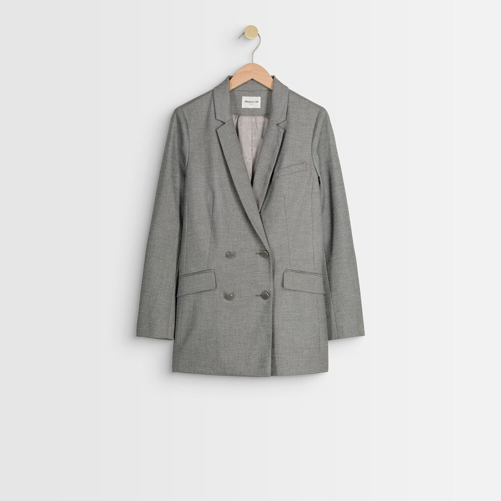 Veste tailleur croisée fil à fil taly gris pale.