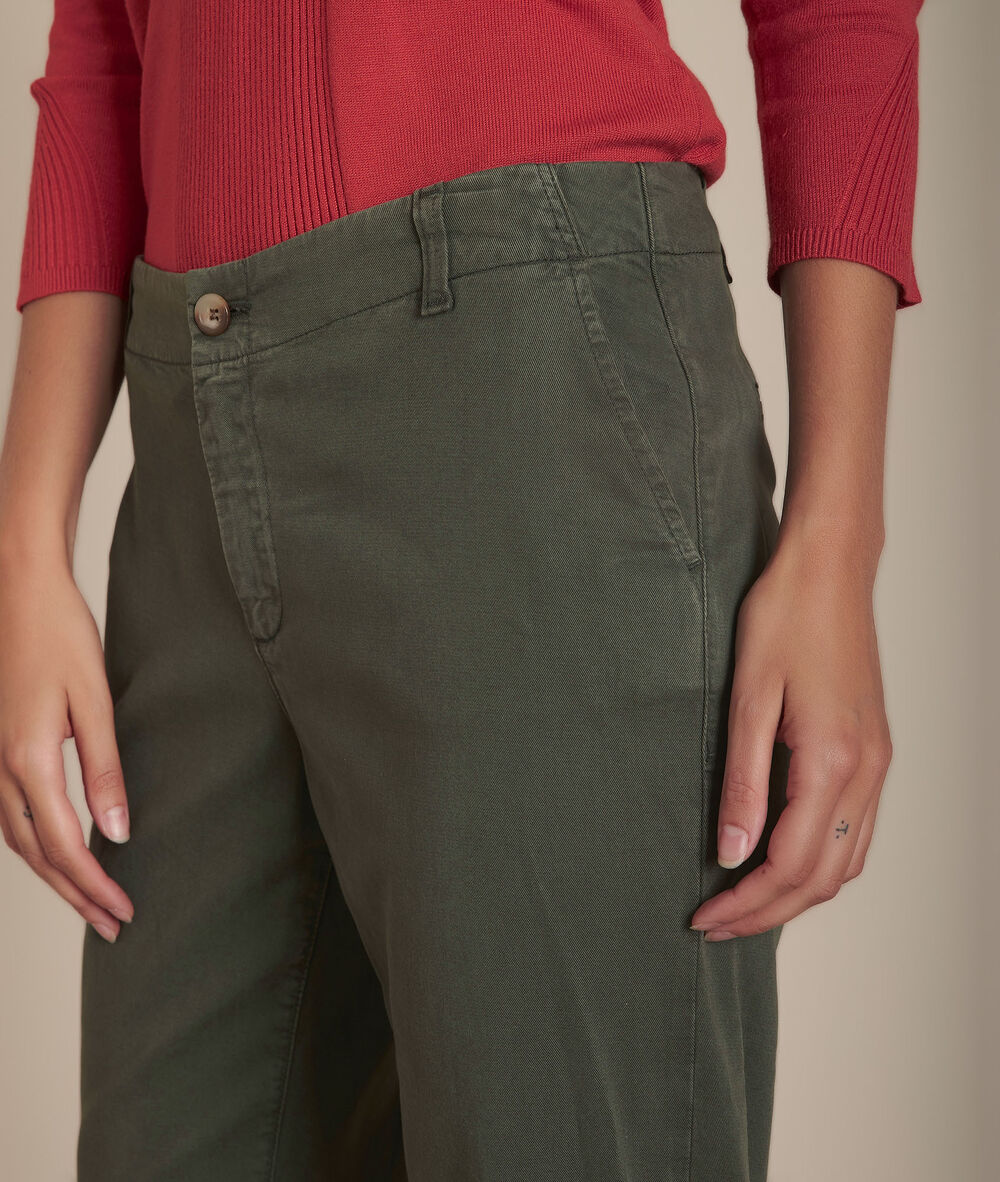 Pantalon kaki cigarette 7/8e en tencel ® elie kaki.