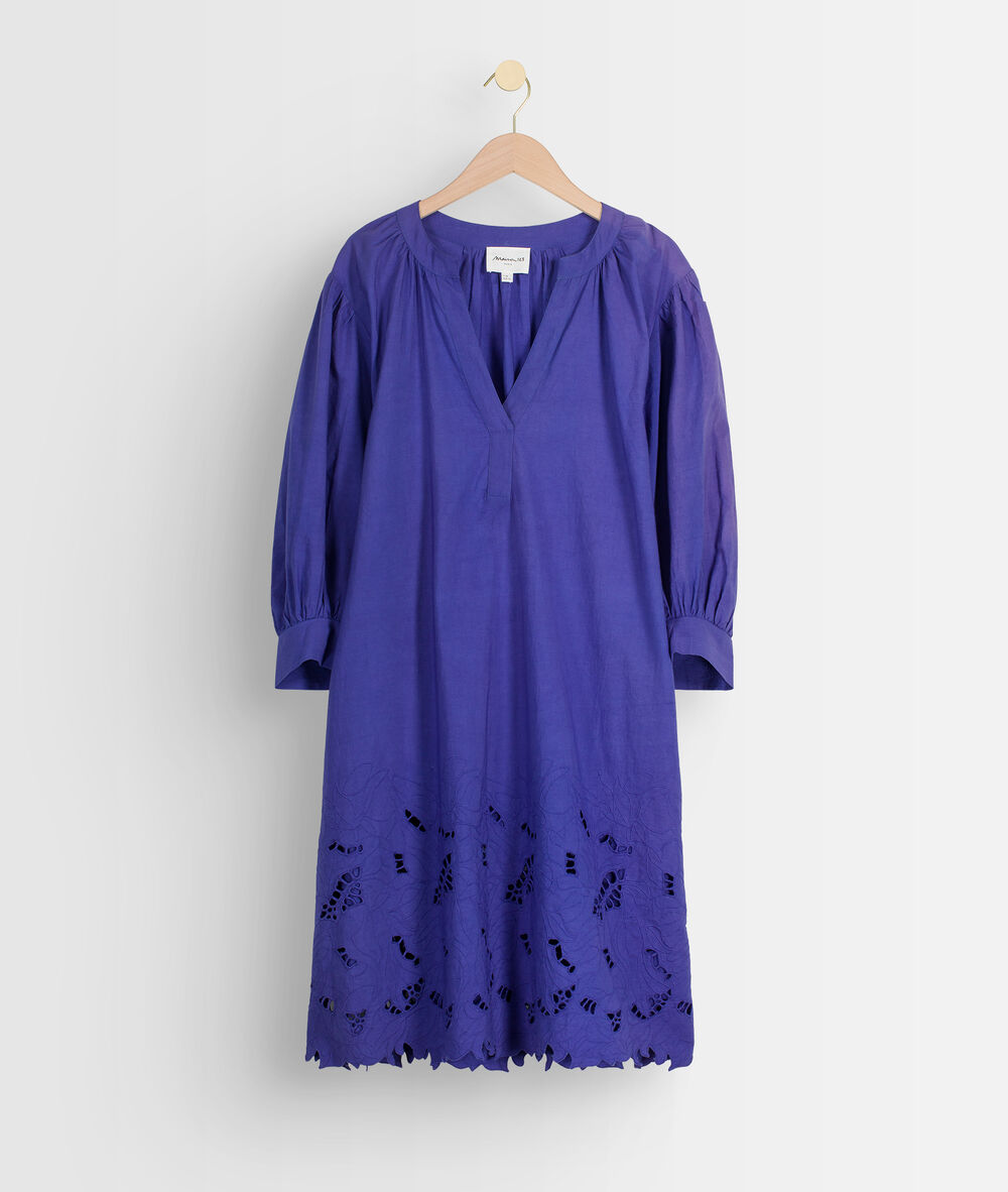 Robe courte en coton brodé myosotis sidonie myosotis.