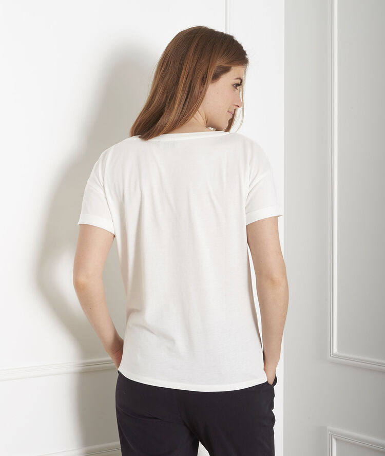 Ecrufarbenes t-shirt mit print gabrielle ecru.