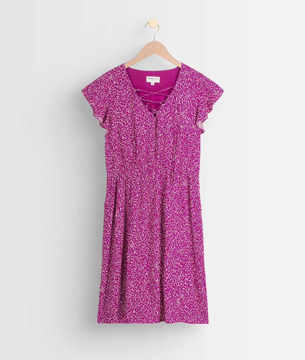 Fuchsia soepele en korte jurk met print selma fuchsia.