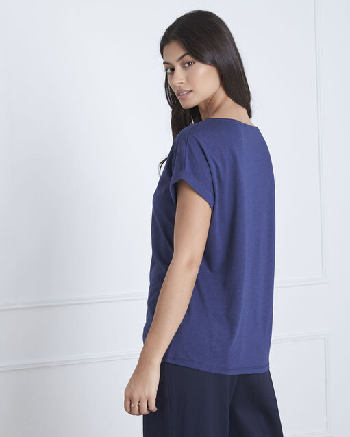 Tee-shirt bleu imprimé perroquet petropolis encre.
