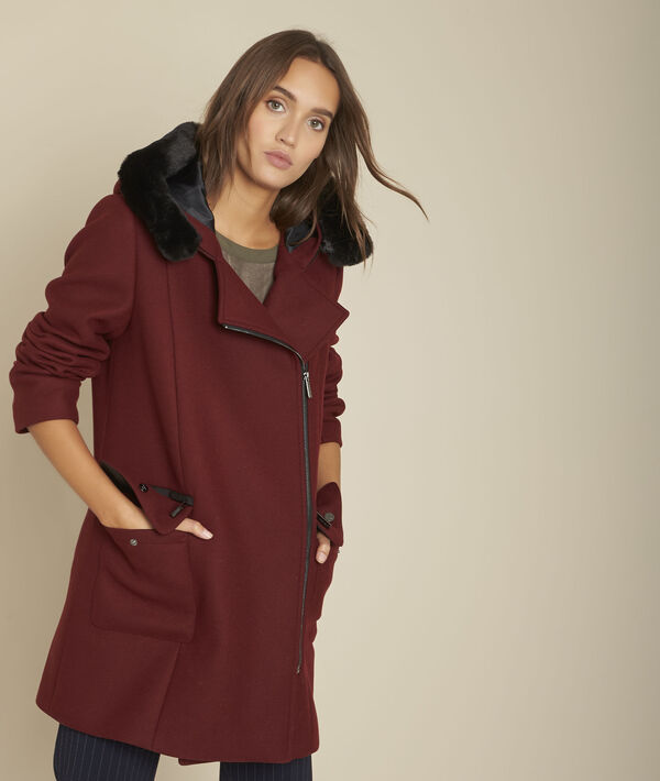 Manteau en laine grenat Oryane | 1-2-3 Manteau en laine grenat Oryane PhotoZ | 1-2-3