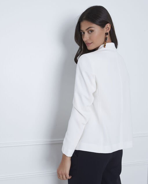 Veste blanche col chale sabrina blanc casse.