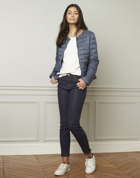 Marineblaue beschichtete 7/8-Jeans Slim Reißverschluss-Details | 1-2-3 Marineblaue beschichtete 7/8-Jeans Slim Reißverschluss-Details PhotoZ | 1-2-3