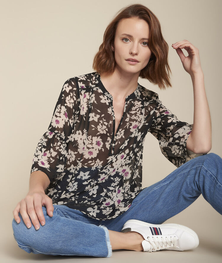 Blouse imprimé fleuri valerianne noir.