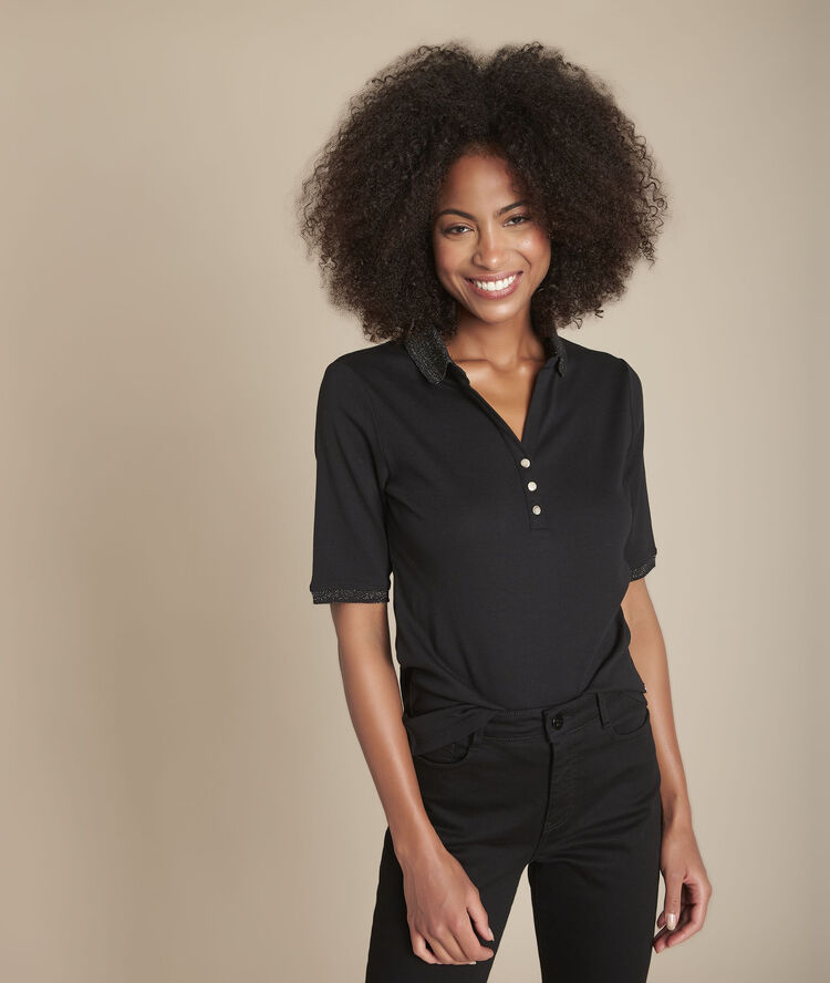 Zwarte trui met lurex kraag claudia noir.