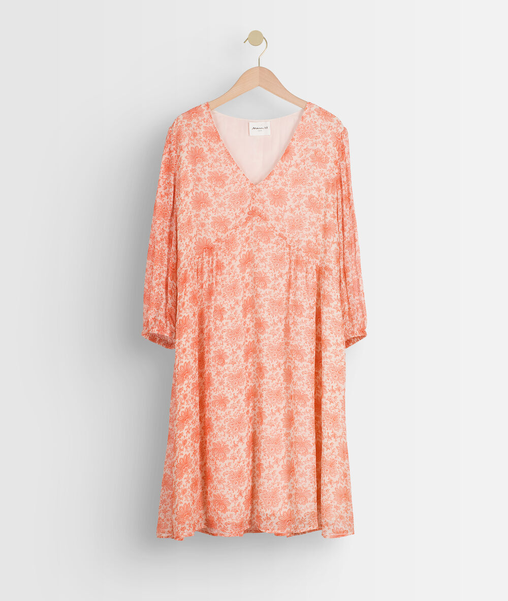 Robe courte légère imprimée pêche sirielle pêche.