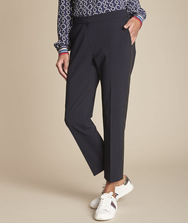 Pantalon de tailleur marine et sa bande latérale Suzanne | 1-2-3 Pantalon de tailleur marine et sa bande latérale Suzanne PhotoZ | 1-2-3