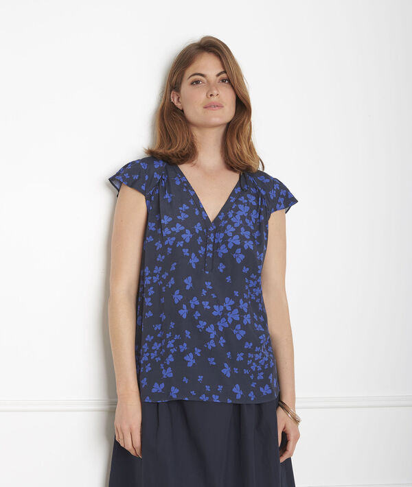 Marineblaue Bluse mit Blumen-Print Var | 1-2-3 Marineblaue Bluse mit Blumen-Print Var PhotoZ | 1-2-3