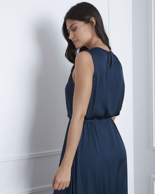 Robe vert foncé longue satinée ivana foret.
