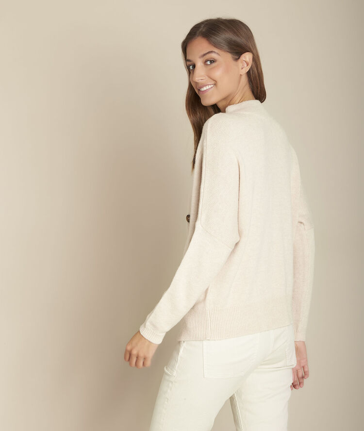 Pull laine détails boutons flèche ficelle.