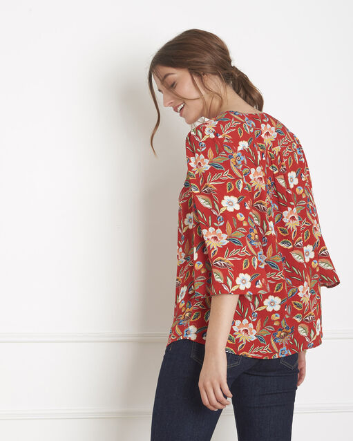 Blouse rouge imprimé fleuri vic geranium.
