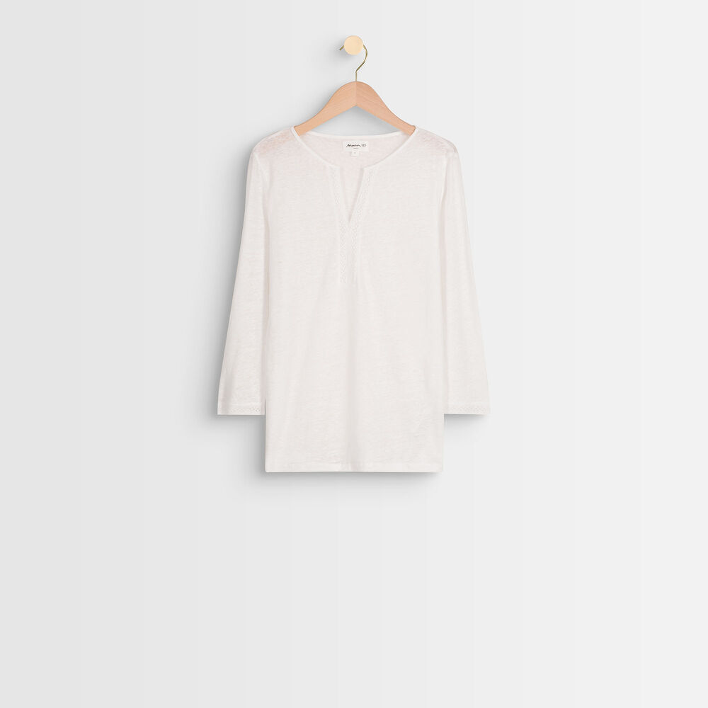 Tee-shirt en lin blanc rizière blanc.