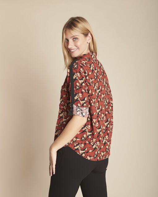 Blouse acajou imprimé cheval cathleen caramel.