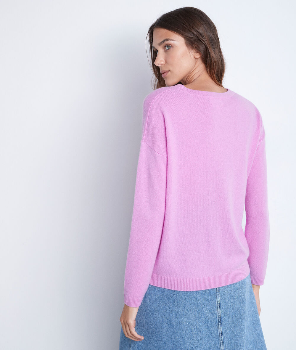 Pull en cachemire fuschia timeo fuchsia.