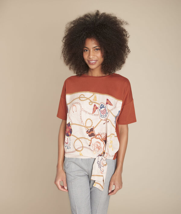 Tee-shirt acajou imprimé Chantilly | 1-2-3 Tee-shirt acajou imprimé Chantilly PhotoZ | 1-2-3