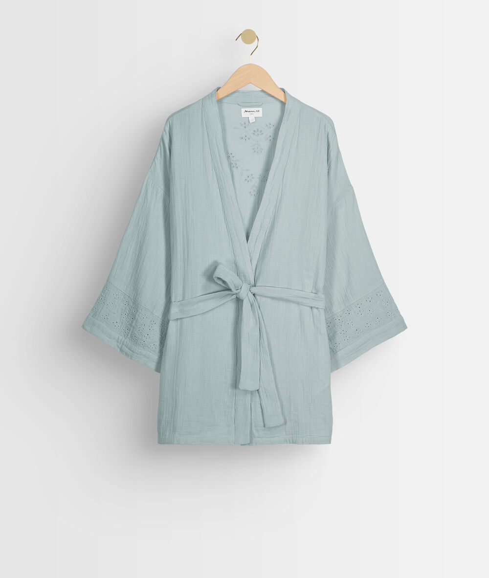 Kimono en coton céladon tibo celadon.