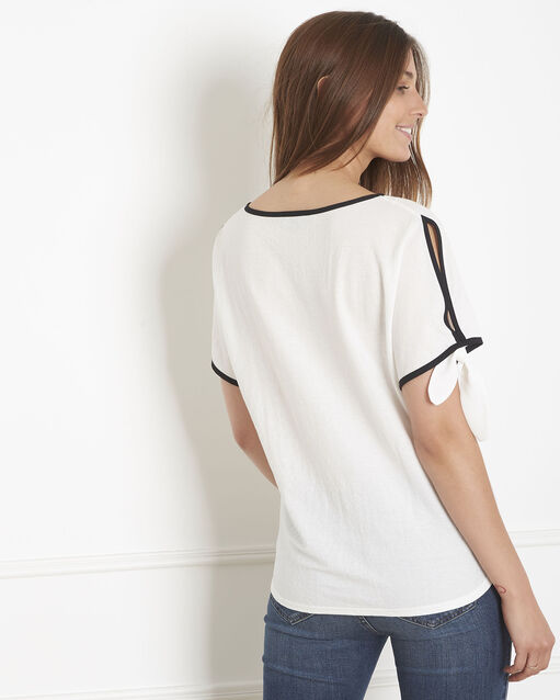 Tee-shirt écru biais contrasté promesse ecru.
