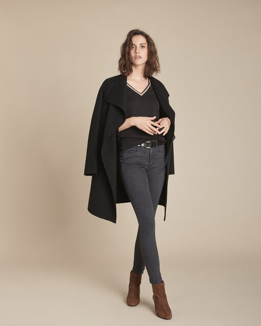 Schwarze Jeans Skinny Schnur-Details an der Seite Sally (2) - Maison 123