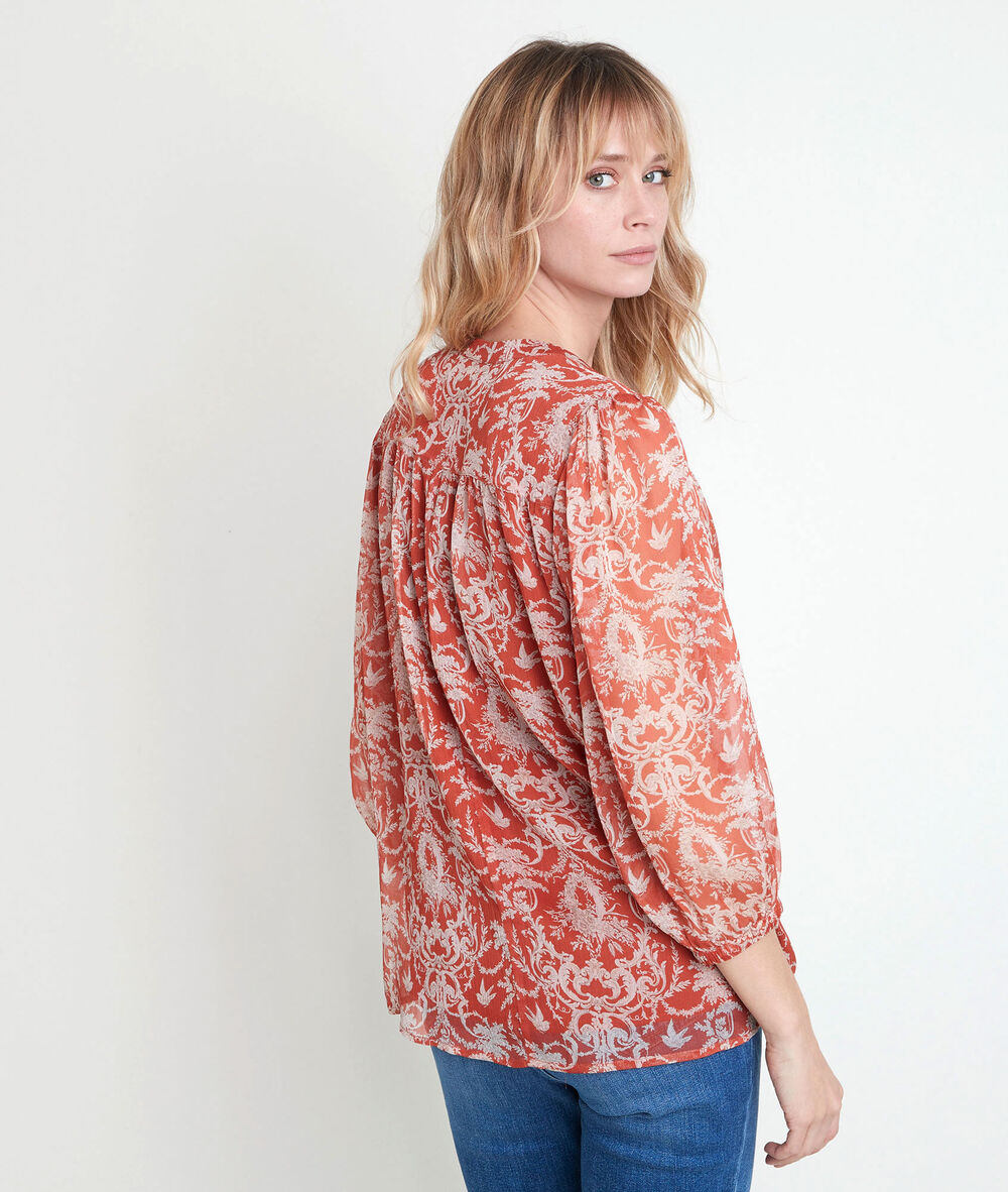 Blouse orange imprimée elsa goyave.
