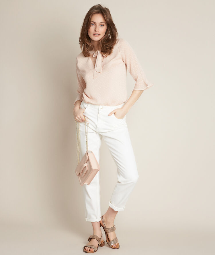 Top plumetis relief nude.