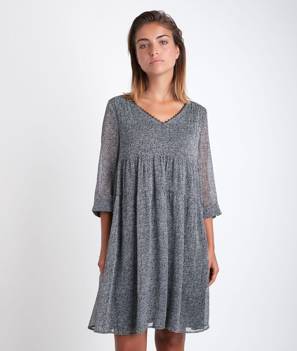 Robe imprimée lurex noce anthracite.