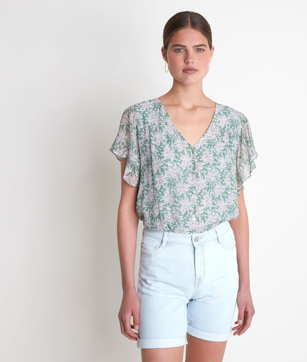 Blouse imprimée mauve pâle elou mauve pale.