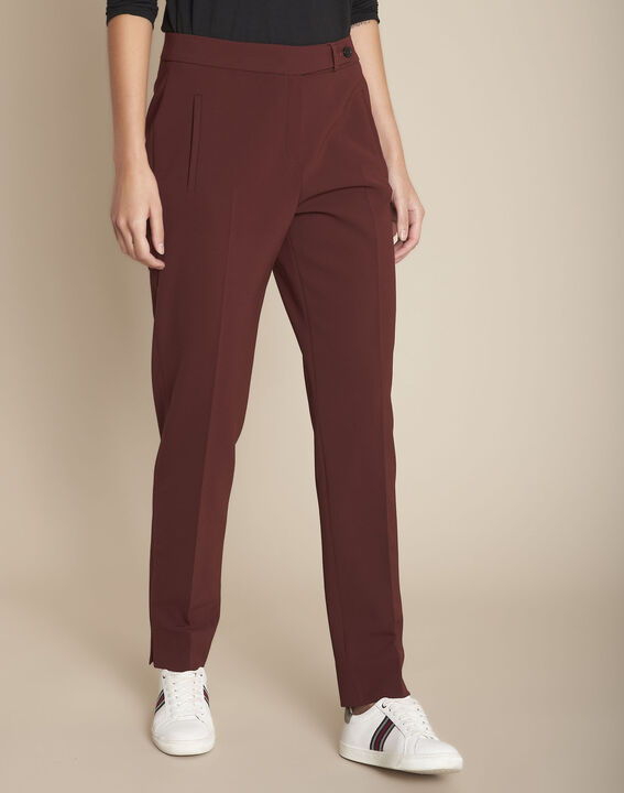 Pantalon en microfibre cigarette marron Lara | 1-2-3 Pantalon en microfibre cigarette marron Lara PhotoZ | 1-2-3
