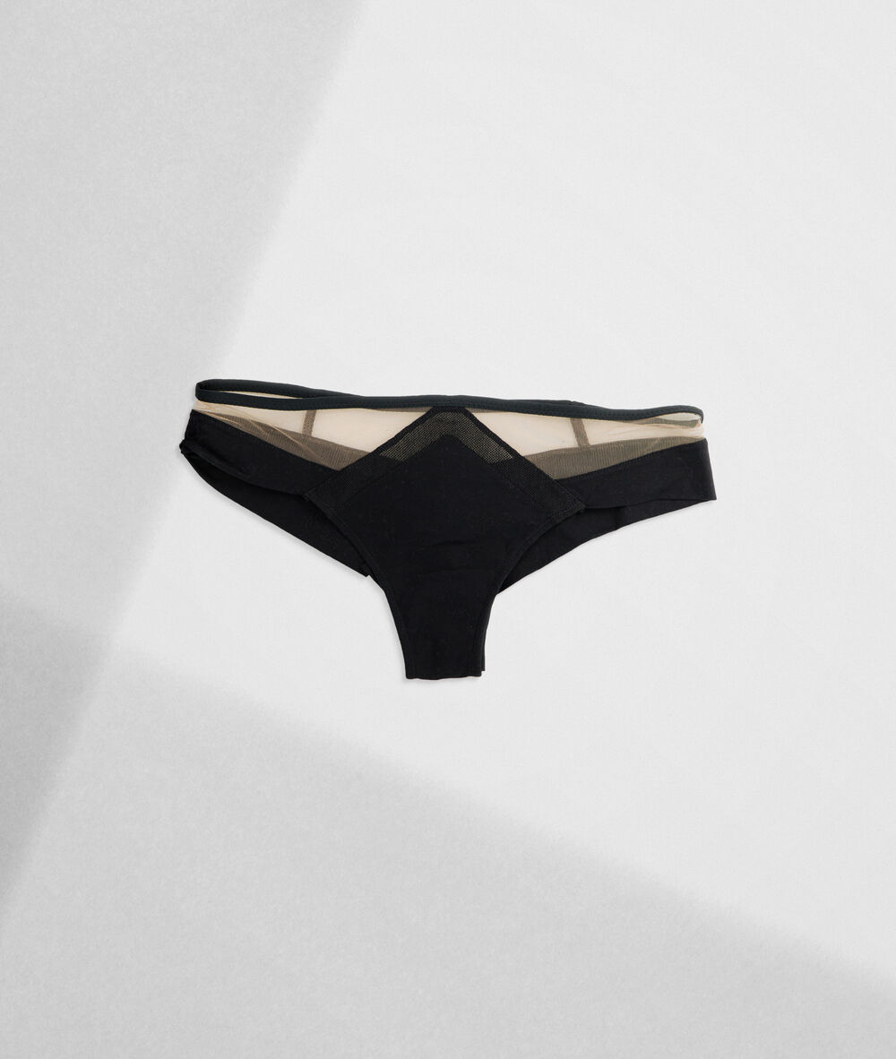 Tanga en tulle coton noir rachel noir.