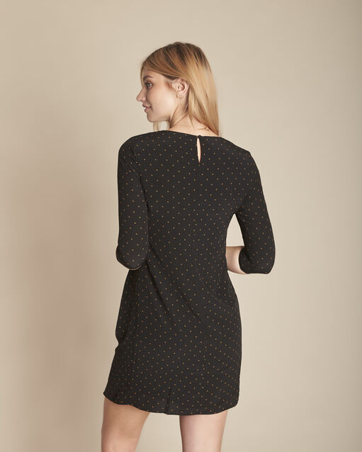Robe noire imprimée ivoire noir.