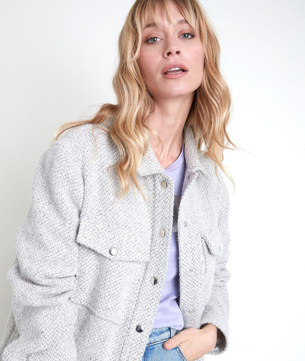 Manteau laine fantaisie jennifer gris souris.