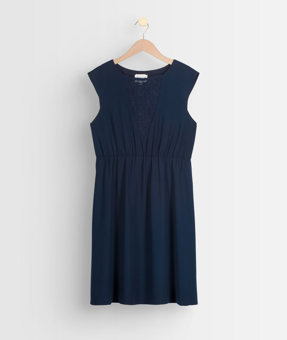 Robe évasée sans manches avec dentelle marine saya marine.