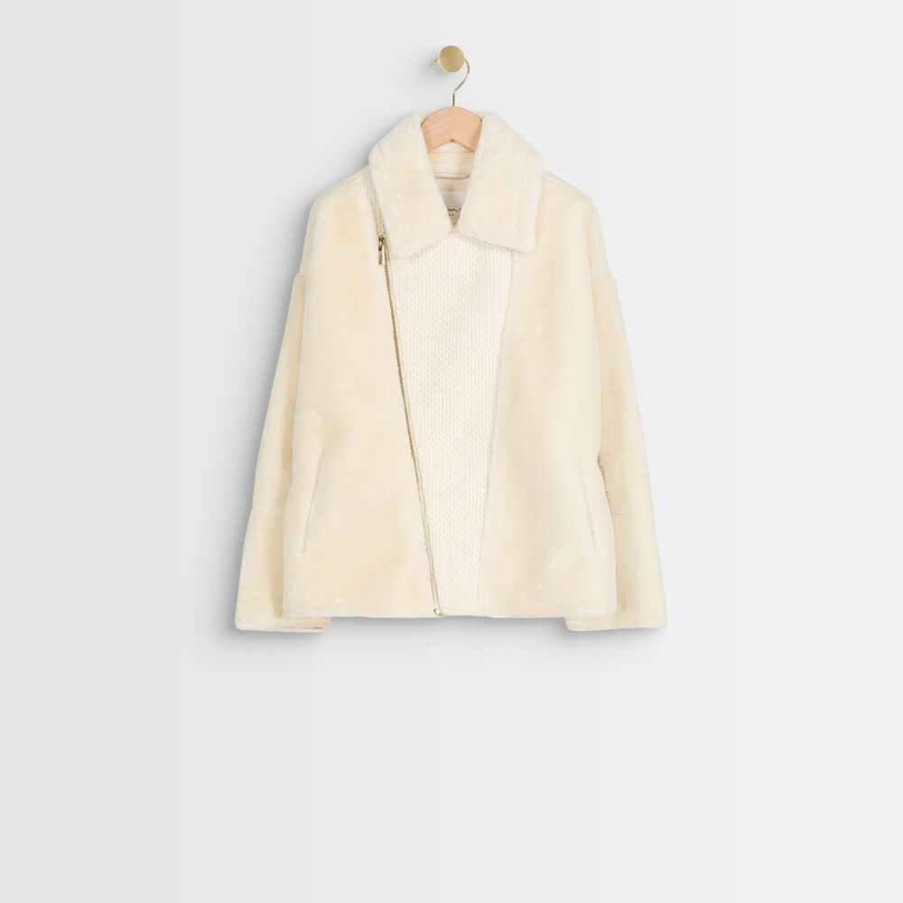 Manteau en fausse fourrure crème imiaki creme.