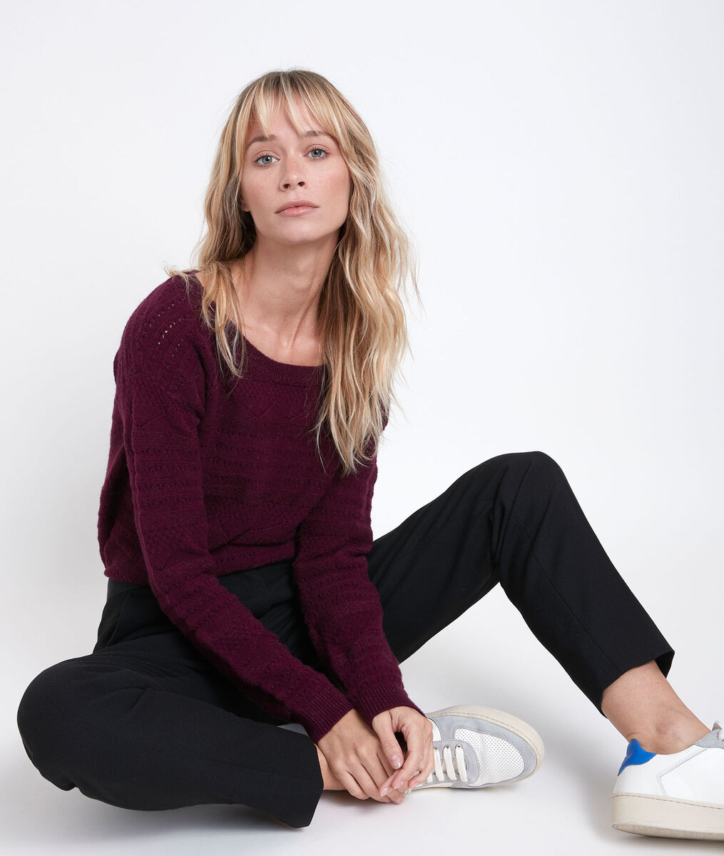 Pull grenat ajouré Riggy | 1-2-3 Pull grenat ajouré Riggy PhotoZ | 1-2-3